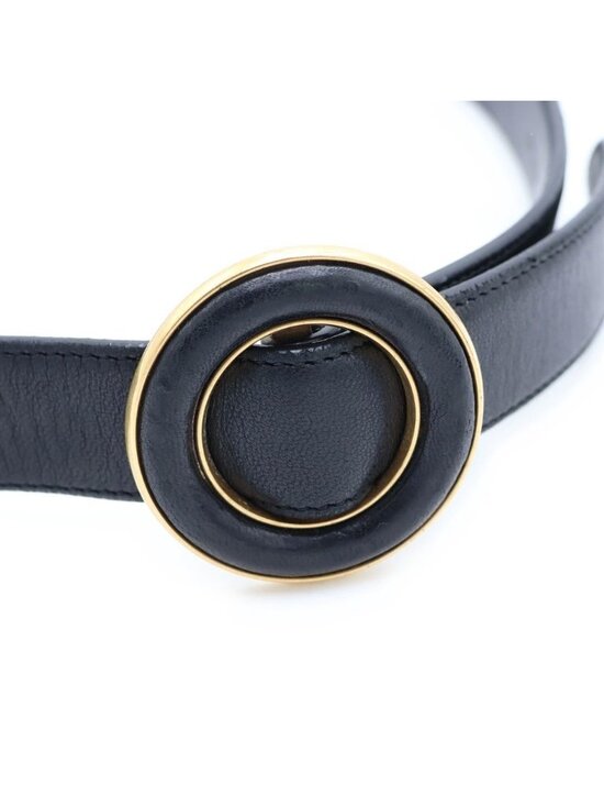 Saint Laurent Paris Circle Logo Buckle Leather Belt Gold Black 85 main image 4
